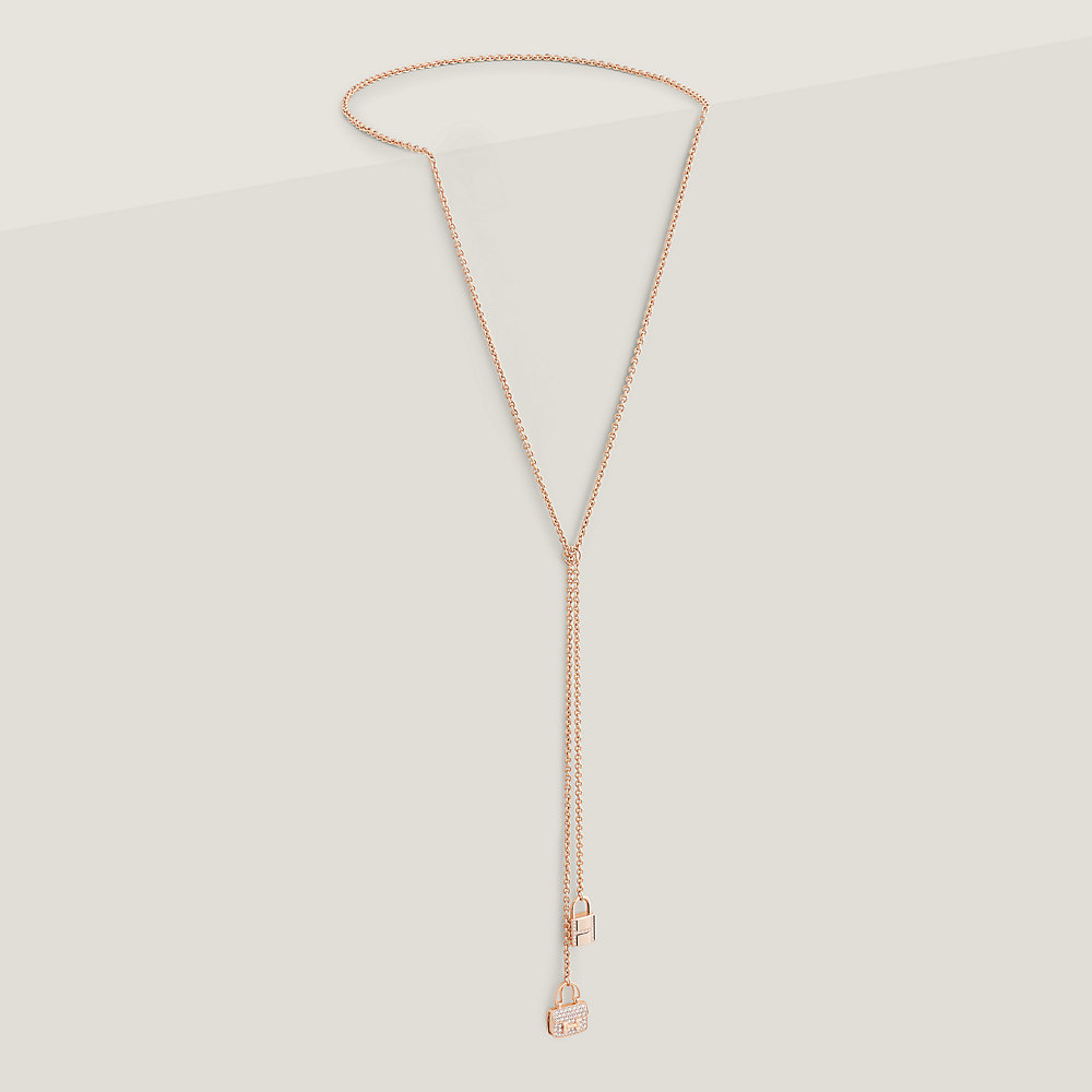 Amulettes Constance long necklace - Rose gold | Hermès USA